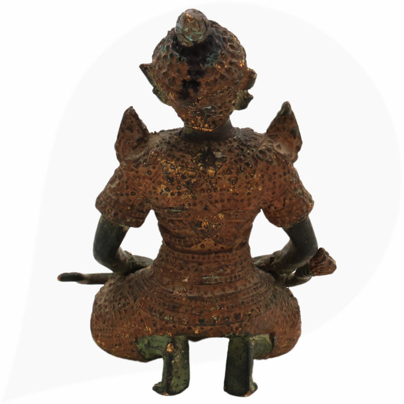 Brass Musical Idol, Classical Music Deity, Carnatic & Hindustani Figurine, Handcrafted Devotional Sculpture, Green, 5 Inch, 1 Piece