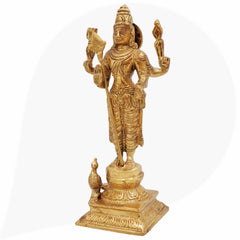 Brass Murugan Idol for Pooja | Kartikeya Skanda Subramanya Shanmukha Kumara Swamy Statue | Handcrafted Vel Murugan Moorti for Home Temple Décor,Gold, 8 Inch, 1 Piece