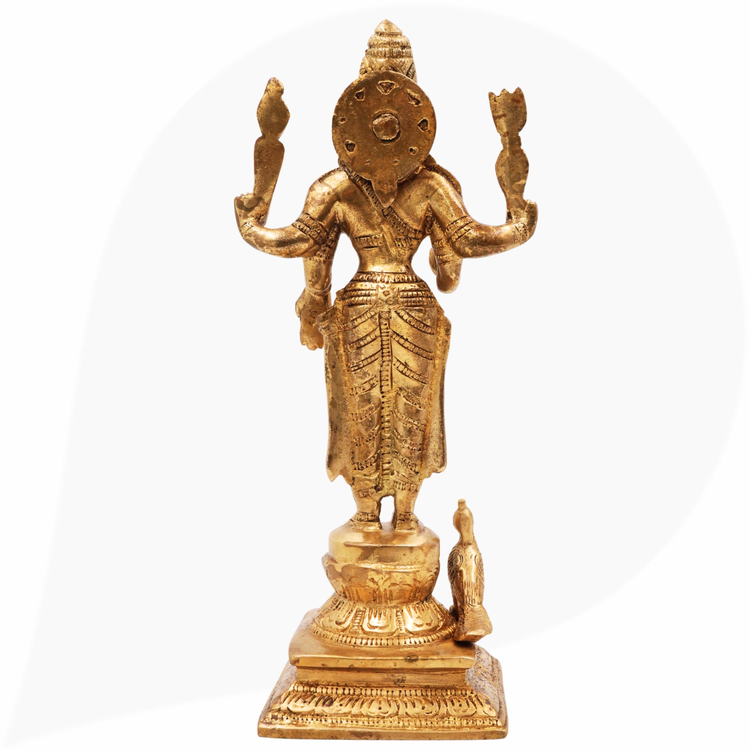 Brass Murugan Idol for Pooja | Kartikeya Skanda Subramanya Shanmukha Kumara Swamy Statue | Handcrafted Vel Murugan Moorti for Home Temple Décor,Gold, 8 Inch, 1 Piece