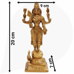 Brass Murugan Idol for Pooja | Kartikeya Skanda Subramanya Shanmukha Kumara Swamy Statue | Handcrafted Vel Murugan Moorti for Home Temple Décor,Gold, 8 Inch, 1 Piece