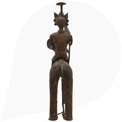 Brass Man on Bull Statue Peetal Pital Pittal Hitale Bastar Dhokra Tribal Art, Bullman Figurine Handcrafted Decor, Brown, 14 Inch, 1 Piece