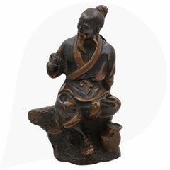Brass Chinese Taoist Idol, Handcrafted Daoist Monk Statue,Taoist Master Brass Figurine, Spiritual Chinese Daoist Priest Sculpture, Black, 7.5 Inch, 1 Piece