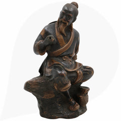 Brass Chinese Taoist Idol, Handcrafted Daoist Monk Statue,Taoist Master Brass Figurine, Spiritual Chinese Daoist Priest Sculpture, Black, 7.5 Inch, 1 Piece