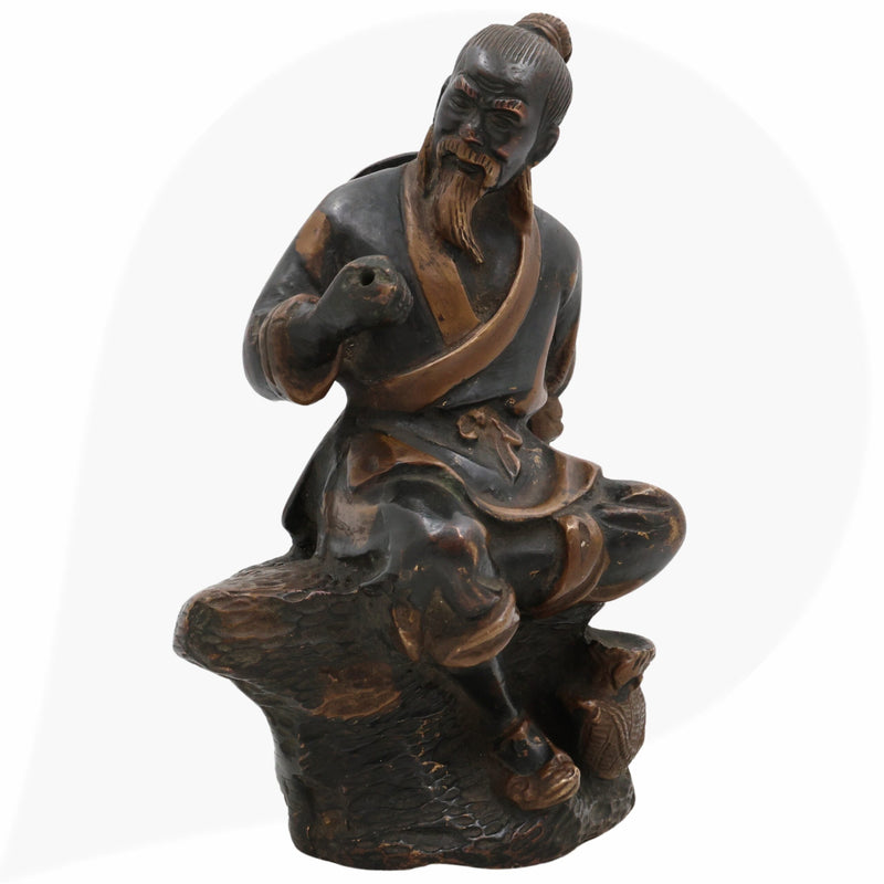 Brass Chinese Taoist Idol, Handcrafted Daoist Monk Statue,Taoist Master Brass Figurine, Spiritual Chinese Daoist Priest Sculpture, Black, 7.5 Inch, 1 Piece