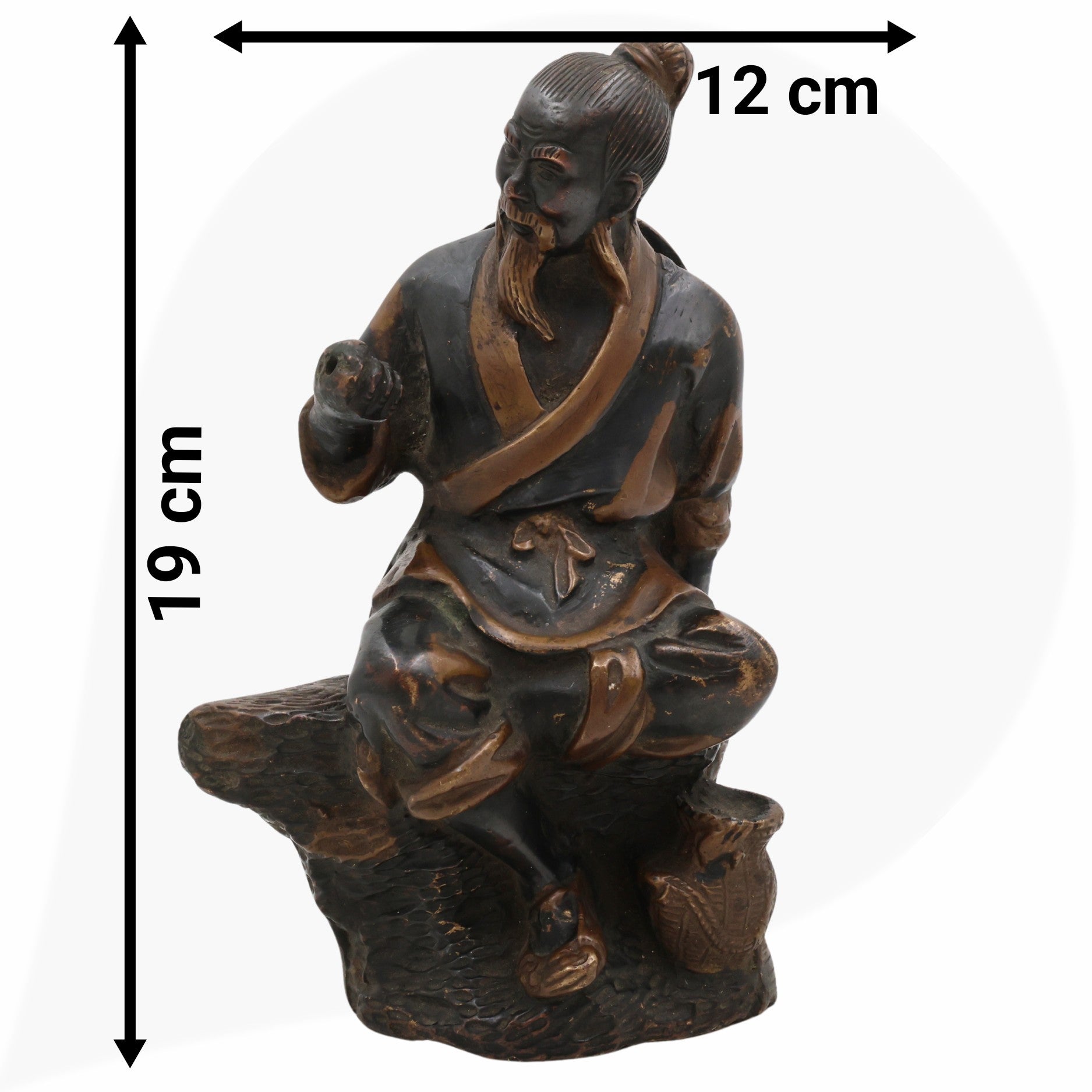 Brass Chinese Taoist Idol, Handcrafted Daoist Monk Statue,Taoist Master Brass Figurine, Spiritual Chinese Daoist Priest Sculpture, Black, 7.5 Inch, 1 Piece