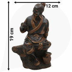Brass Chinese Taoist Idol, Handcrafted Daoist Monk Statue,Taoist Master Brass Figurine, Spiritual Chinese Daoist Priest Sculpture, Black, 7.5 Inch, 1 Piece