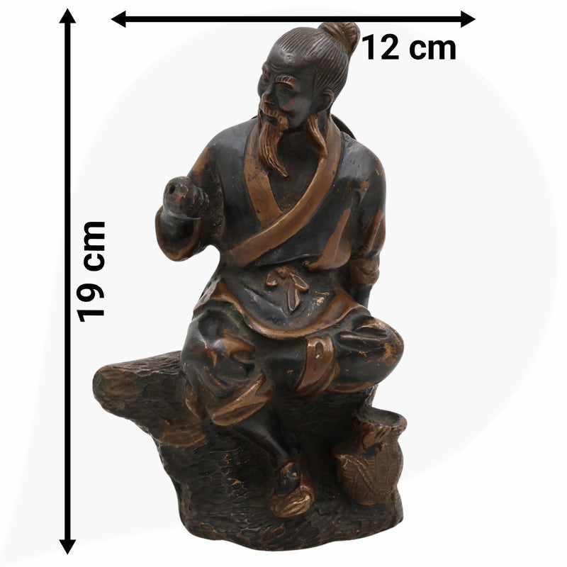 Brass Chinese Taoist Idol, Handcrafted Daoist Monk Statue,Taoist Master Brass Figurine, Spiritual Chinese Daoist Priest Sculpture, Black, 7.5 Inch, 1 Piece