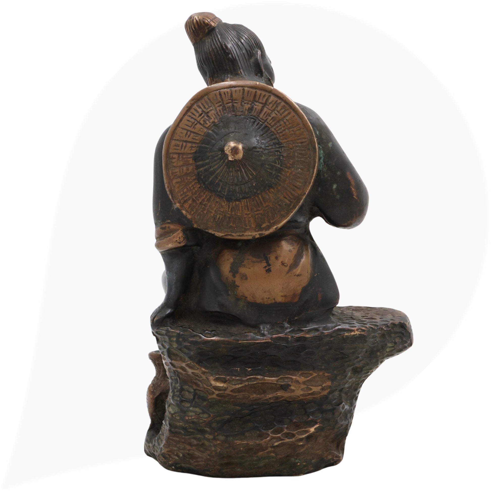 Brass Chinese Taoist Idol, Handcrafted Daoist Monk Statue,Taoist Master Brass Figurine, Spiritual Chinese Daoist Priest Sculpture, Black, 7.5 Inch, 1 Piece
