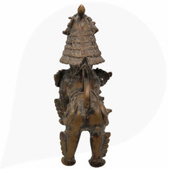 Brass Singha Idol, Yali Statue, Foo Dog, Guardian Lion, Temple Lion, Shishi, Feng Shui Lion, Peetal Lion Sculpture for Home & Office Decor,Black, 7 Inch, 1 Piece