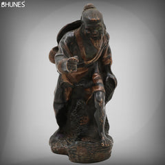 Brass Handcrafted Chinese Taoist Idol, Daoist Monk Priest Sage Statue, Spiritual Feng Shui Decor, Antique Taoist Master Figurine, Black, 7 Inch, 1 Piece