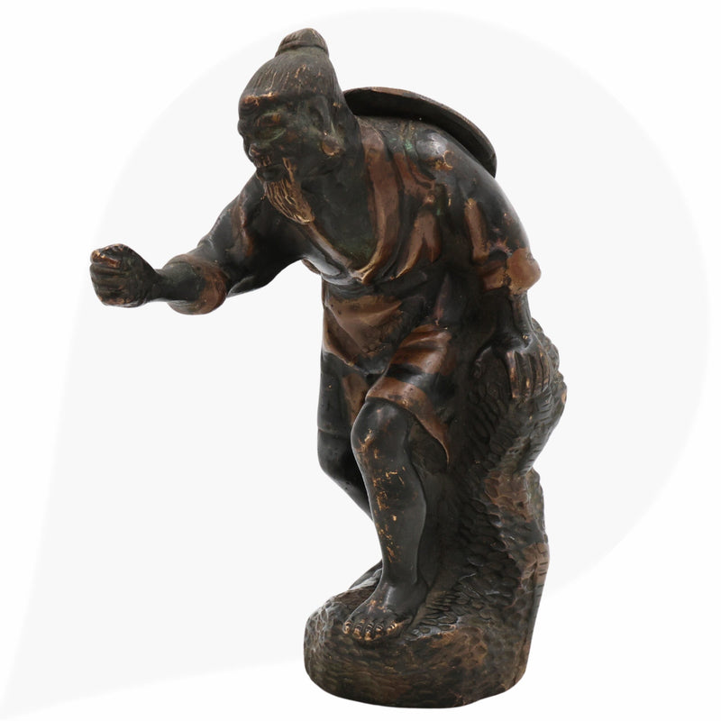 Brass Handcrafted Chinese Taoist Idol, Daoist Monk Priest Sage Statue, Spiritual Feng Shui Decor, Antique Taoist Master Figurine, Black, 7 Inch, 1 Piece