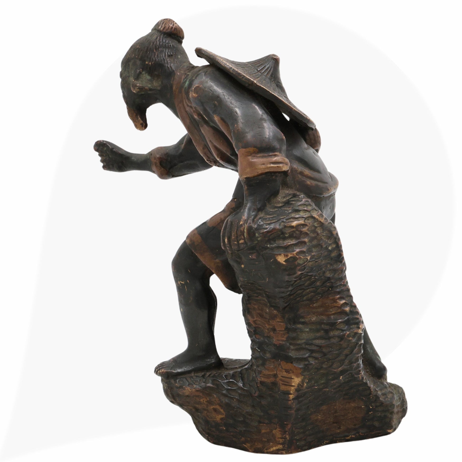 Brass Handcrafted Chinese Taoist Idol, Daoist Monk Priest Sage Statue, Spiritual Feng Shui Decor, Antique Taoist Master Figurine, Black, 7 Inch, 1 Piece