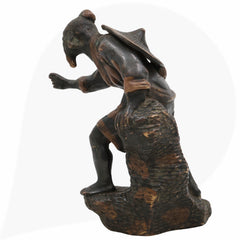 Brass Handcrafted Chinese Taoist Idol, Daoist Monk Priest Sage Statue, Spiritual Feng Shui Decor, Antique Taoist Master Figurine, Black, 7 Inch, 1 Piece
