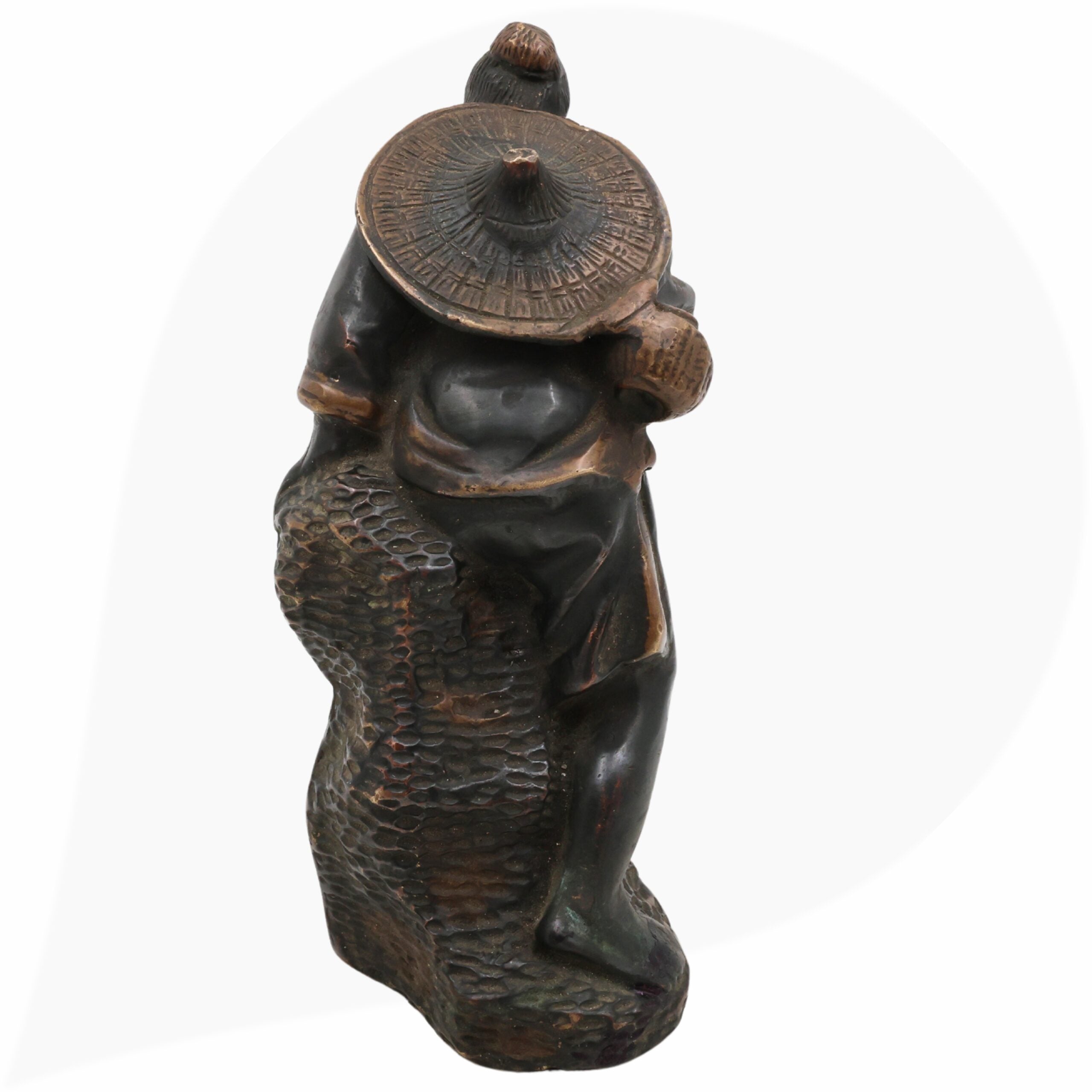 Brass Handcrafted Chinese Taoist Idol, Daoist Monk Priest Sage Statue, Spiritual Feng Shui Decor, Antique Taoist Master Figurine, Black, 7 Inch, 1 Piece