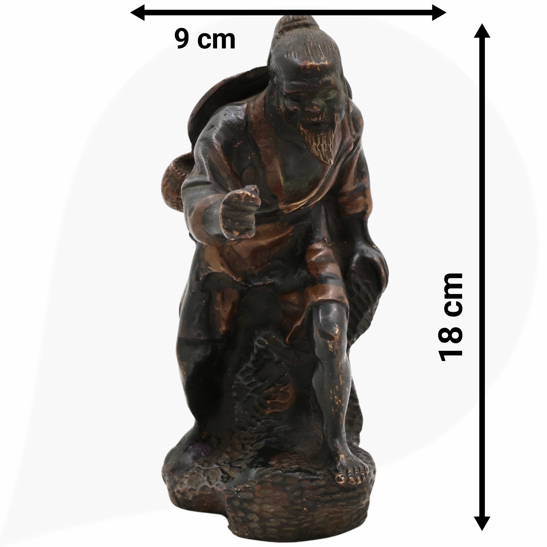 Brass Handcrafted Chinese Taoist Idol, Daoist Monk Priest Sage Statue, Spiritual Feng Shui Decor, Antique Taoist Master Figurine, Black, 7 Inch, 1 Piece