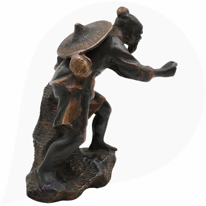 Brass Handcrafted Chinese Taoist Idol, Daoist Monk Priest Sage Statue, Spiritual Feng Shui Decor, Antique Taoist Master Figurine, Black, 7 Inch, 1 Piece