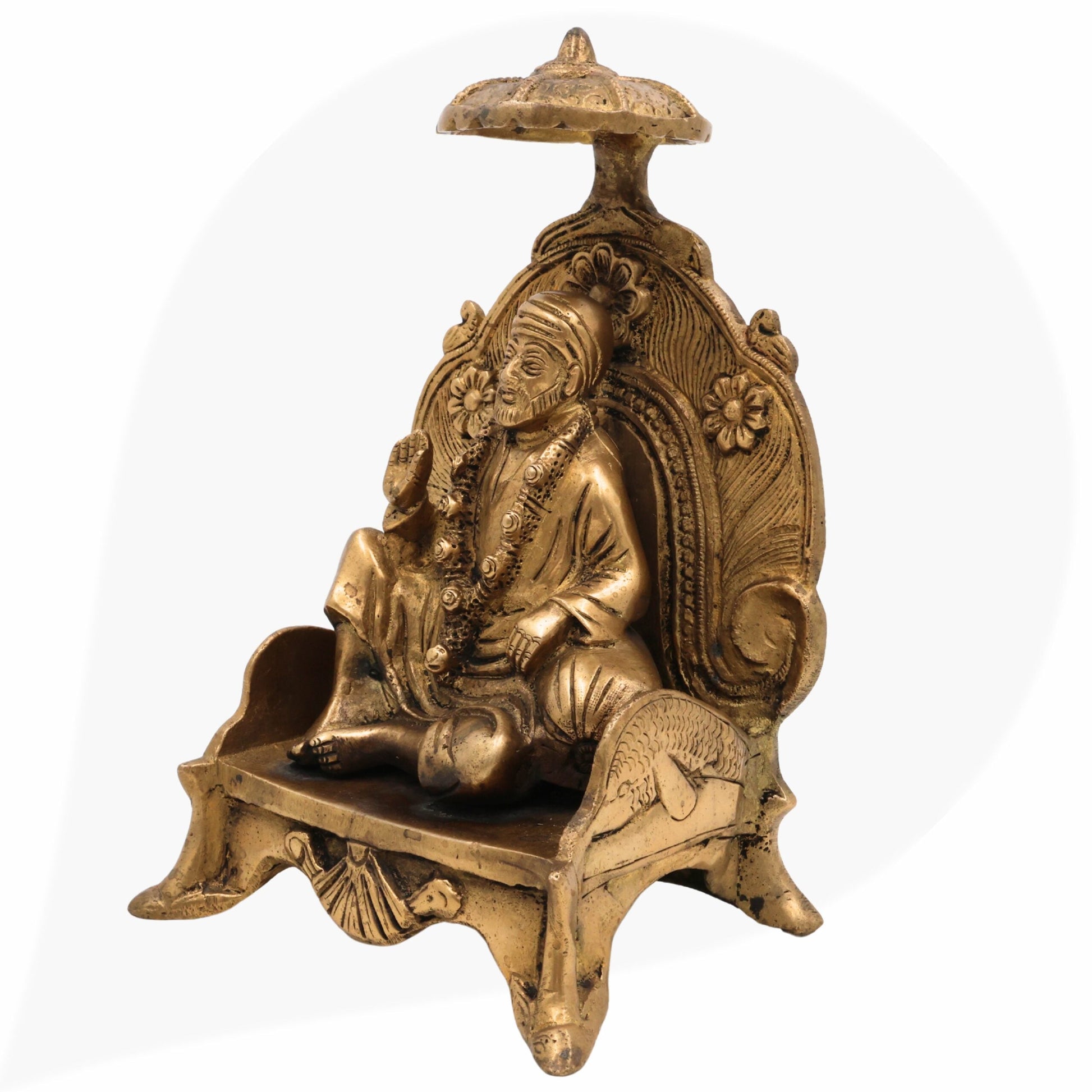 Brass Shirdi Sai Baba Idol Murti, Handcrafted Sai Nath Statue for Home, Temple, Puja, Office Decor & Spiritual Gift Murti,Gold, 8 Inch, 1 Piece