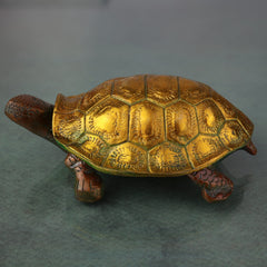Brass Tortoise Idol | Vastu Kurma Avatar Kachhua Figurine for Home, Feng Shui, Wealth & Long Life Decor,Gold, 2 Inch, 1 Piece