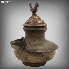 Brass Antique Oil Lamp, Antiques, Lamps, Diya, Deepam For Home Décor, Black, 5.5 Inch, 1 Piece