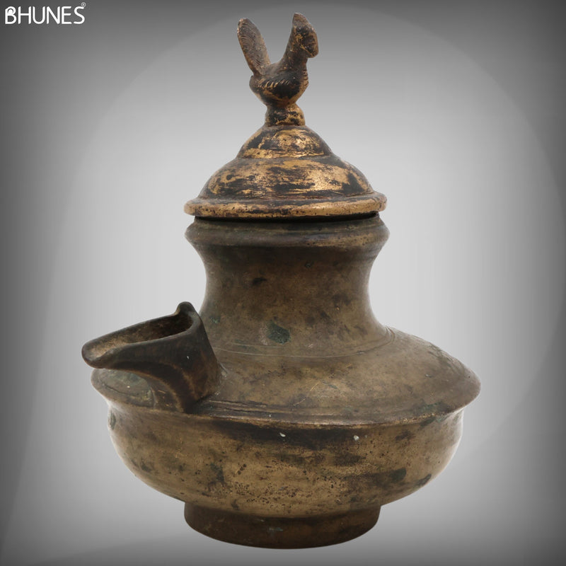 Brass Antique Oil Lamp, Antiques, Lamps, Diya, Deepam For Home Décor, Black, 5.5 Inch, 1 Piece