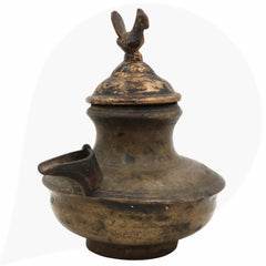 Brass Antique Oil Lamp, Antiques, Lamps, Diya, Deepam For Home Décor, Black, 5.5 Inch, 1 Piece