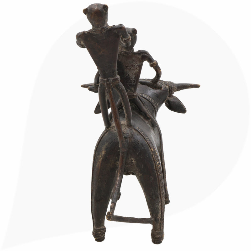 Brass Dogra Musical Set on Buffalo | Bastar Tribal Art Sculpture | Handcrafted Indian Folk Brass Decor,Black, 7 Inch, 1 Piece