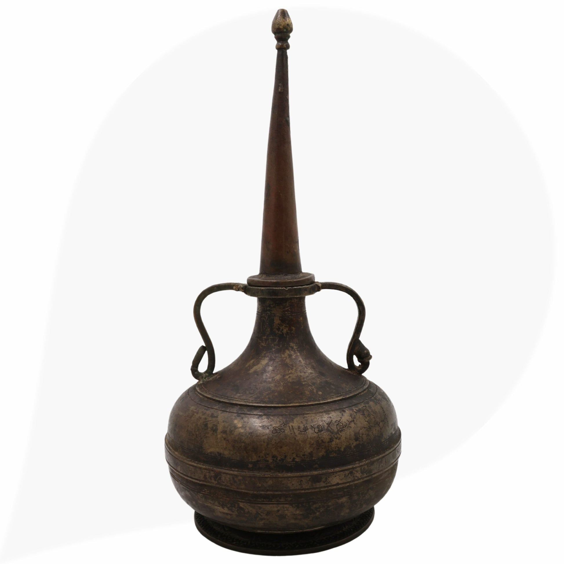 Antique Brass Oil Lamp, Kerala Nilavilakku Deepam,Traditional Pital Peetal Diya, Handcrafted Vintage Temple Deepam, Black, 14 Inch, 1 Piece