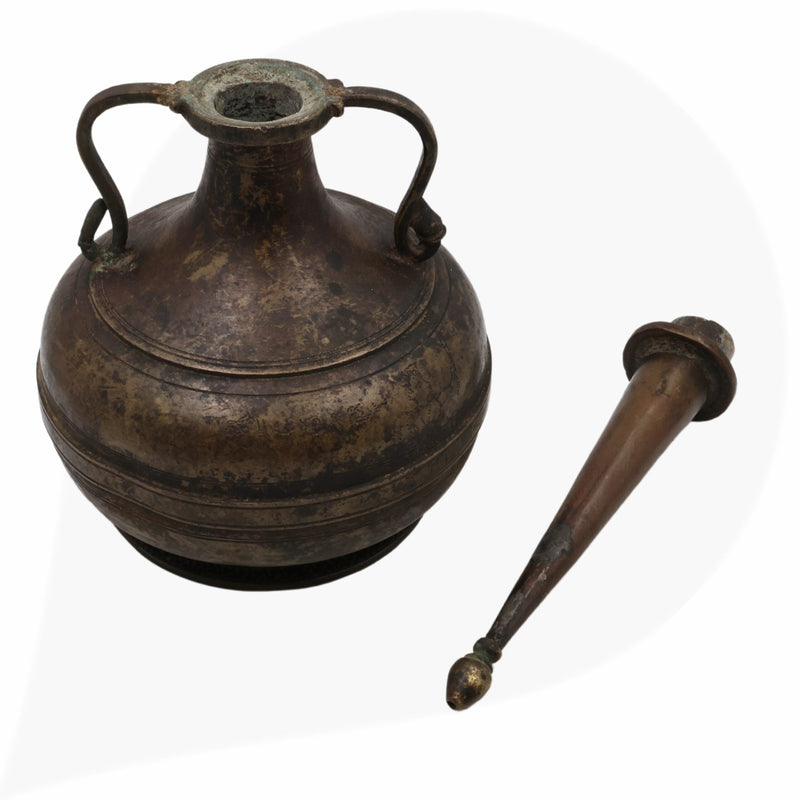 Antique Brass Oil Lamp, Kerala Nilavilakku Deepam,Traditional Pital Peetal Diya, Handcrafted Vintage Temple Deepam, Black, 14 Inch, 1 Piece