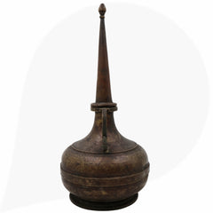 Antique Brass Oil Lamp, Kerala Nilavilakku Deepam,Traditional Pital Peetal Diya, Handcrafted Vintage Temple Deepam, Black, 14 Inch, 1 Piece