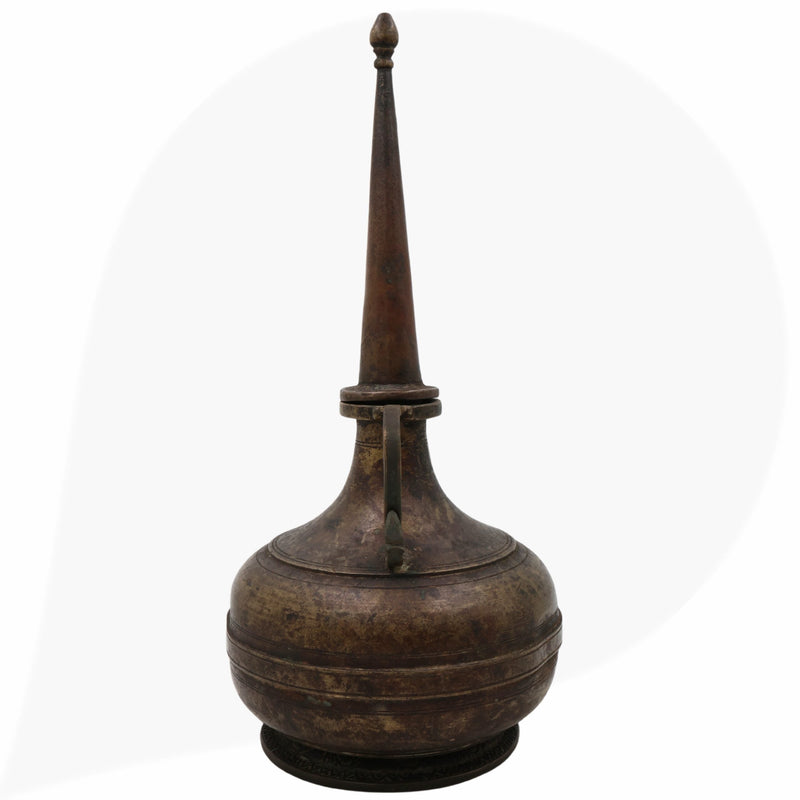Antique Brass Oil Lamp, Kerala Nilavilakku Deepam,Traditional Pital Peetal Diya, Handcrafted Vintage Temple Deepam, Black, 14 Inch, 1 Piece