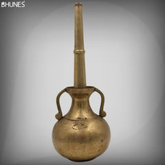 Brass Antique Oil Lamp Deepam,Traditional Kerala Nilavilakku Diya, Vintage Pital Peetal Temple Deepam, Gold, 13 Inch, 1 Piece