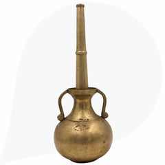 Brass Antique Oil Lamp Deepam,Traditional Kerala Nilavilakku Diya, Vintage Pital Peetal Temple Deepam, Gold, 13 Inch, 1 Piece