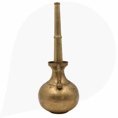 Brass Antique Oil Lamp Deepam,Traditional Kerala Nilavilakku Diya, Vintage Pital Peetal Temple Deepam, Gold, 13 Inch, 1 Piece