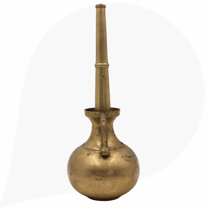 Brass Antique Oil Lamp Deepam,Traditional Kerala Nilavilakku Diya, Vintage Pital Peetal Temple Deepam, Gold, 13 Inch, 1 Piece