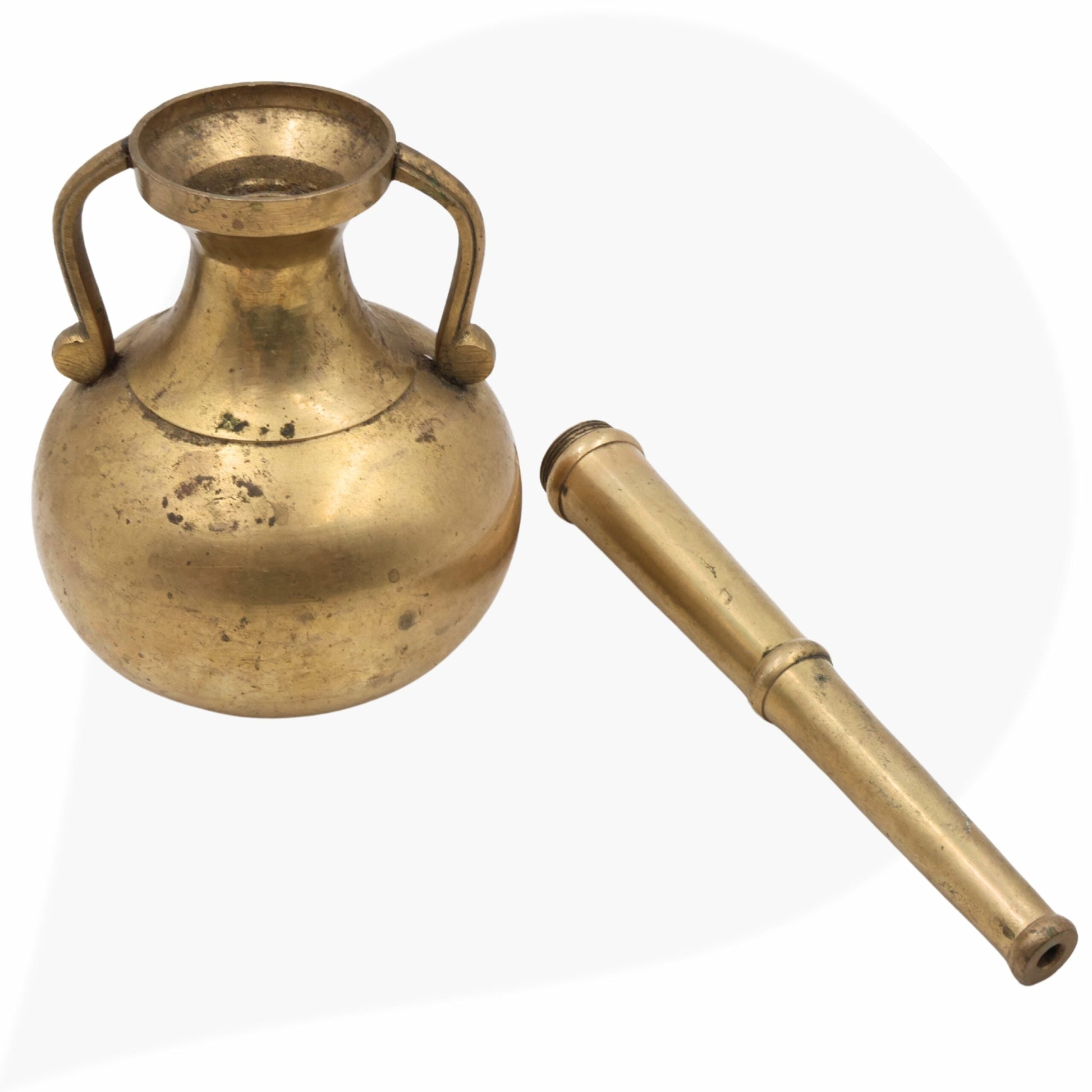 Brass Antique Oil Lamp Deepam,Traditional Kerala Nilavilakku Diya, Vintage Pital Peetal Temple Deepam, Gold, 13 Inch, 1 Piece