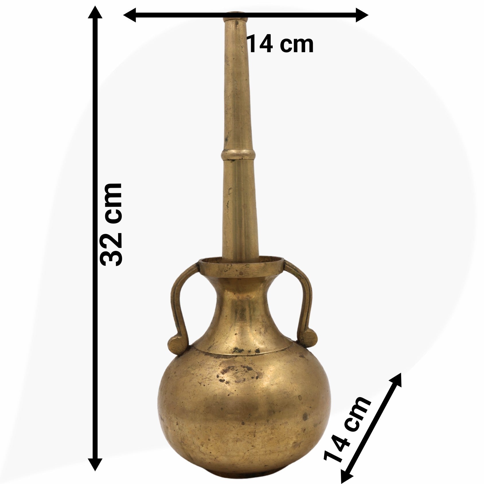 Brass Antique Oil Lamp Deepam,Traditional Kerala Nilavilakku Diya, Vintage Pital Peetal Temple Deepam, Gold, 13 Inch, 1 Piece