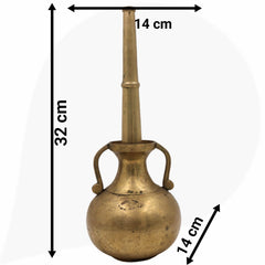 Brass Antique Oil Lamp Deepam,Traditional Kerala Nilavilakku Diya, Vintage Pital Peetal Temple Deepam, Gold, 13 Inch, 1 Piece