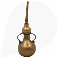 Antique Brass Oil Lamp, Traditional Kerala Nilavilakku Deepam, Handcrafted Peetal Pital Diya for Home Decor, Gold, 9.5 Inch, 1 Piece