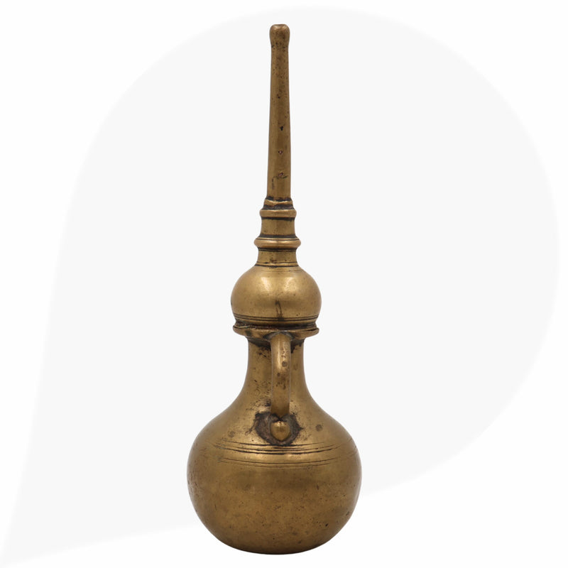 Antique Brass Oil Lamp, Traditional Kerala Nilavilakku Deepam, Handcrafted Peetal Pital Diya for Home Decor, Gold, 9.5 Inch, 1 Piece