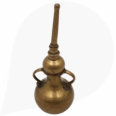 Antique Brass Oil Lamp, Traditional Kerala Nilavilakku Deepam, Handcrafted Peetal Pital Diya for Home Decor, Gold, 9.5 Inch, 1 Piece