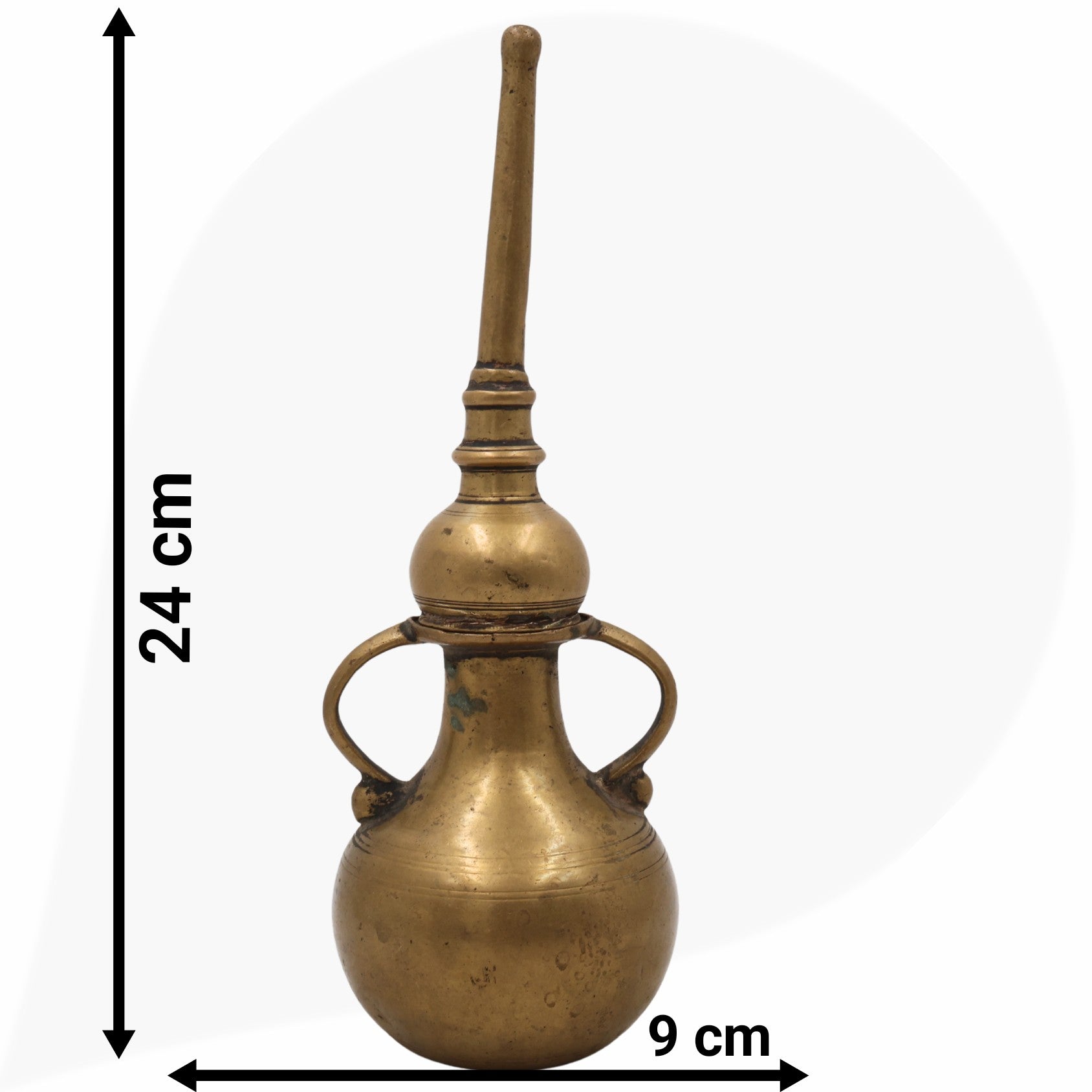 Antique Brass Oil Lamp, Traditional Kerala Nilavilakku Deepam, Handcrafted Peetal Pital Diya for Home Decor, Gold, 9.5 Inch, 1 Piece