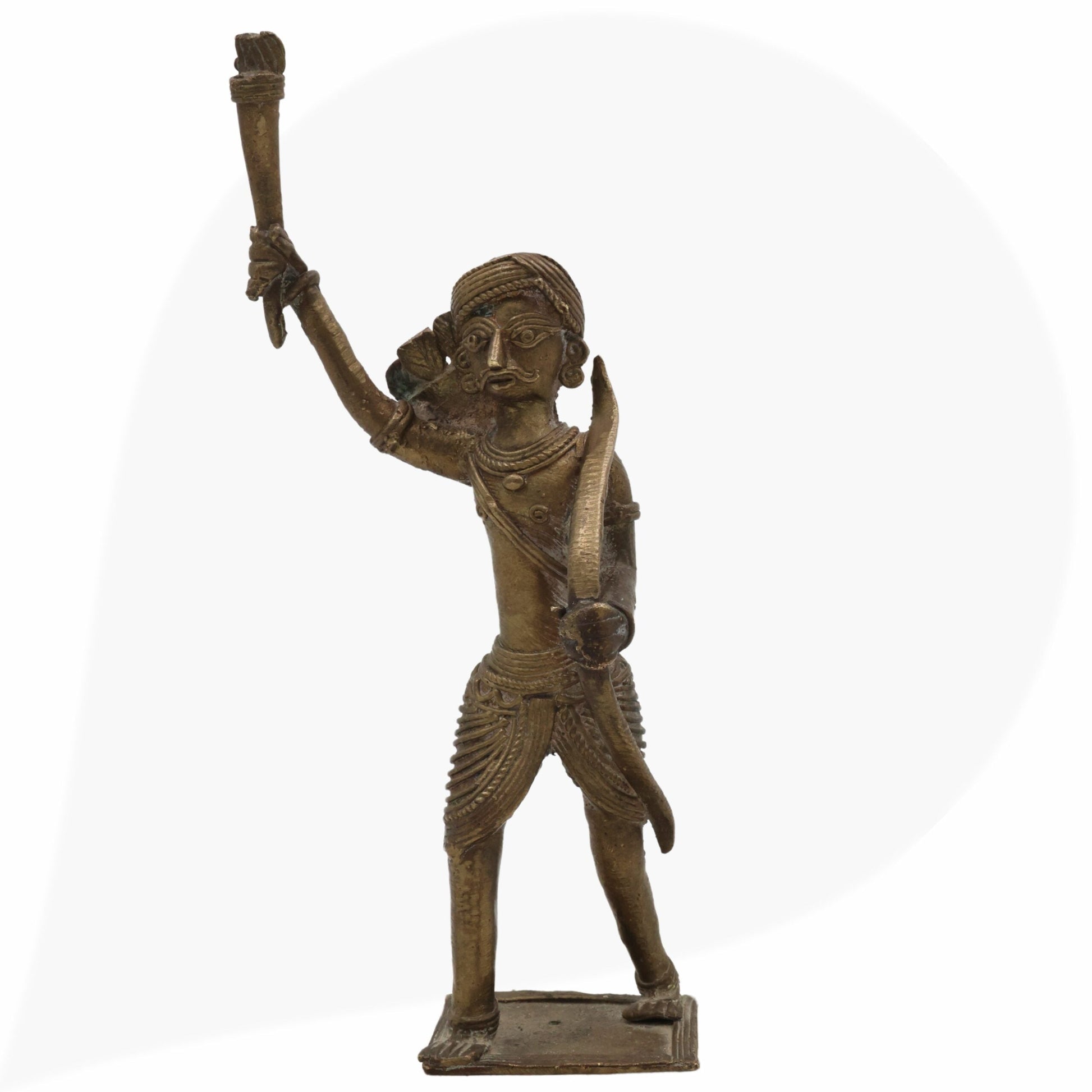 Brass Men Idol Bastar Dhokra Tribal Art, Handcrafted Peetal Pittal Murti, Dogra Male Figurine for Home Decor & Collectors,Black, 9 Inch, 1 Piece