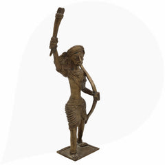 Brass Men Idol Bastar Dhokra Tribal Art, Handcrafted Peetal Pittal Murti, Dogra Male Figurine for Home Decor & Collectors,Black, 9 Inch, 1 Piece