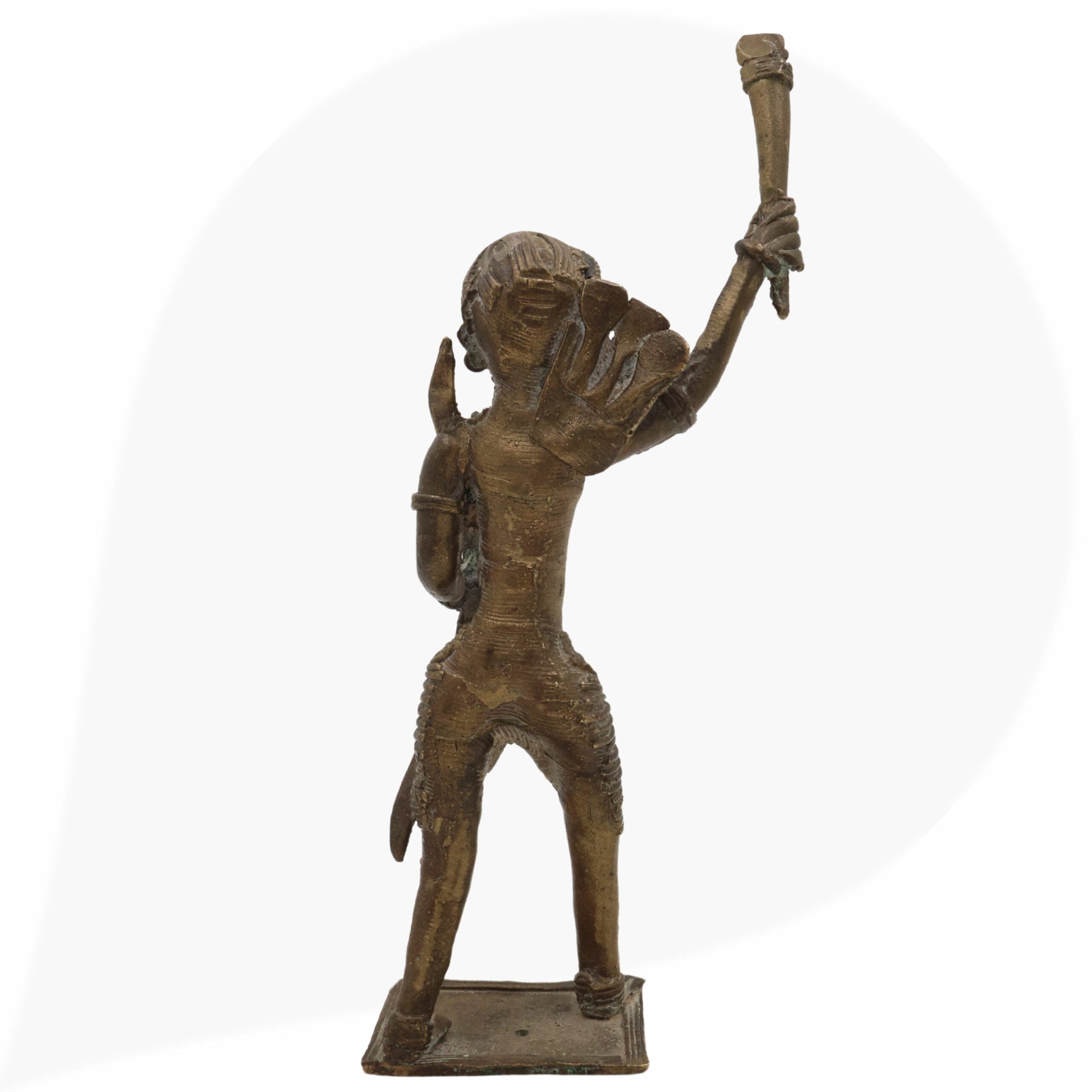 Brass Men Idol Bastar Dhokra Tribal Art, Handcrafted Peetal Pittal Murti, Dogra Male Figurine for Home Decor & Collectors,Black, 9 Inch, 1 Piece
