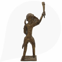 Brass Men Idol Bastar Dhokra Tribal Art, Handcrafted Peetal Pittal Murti, Dogra Male Figurine for Home Decor & Collectors,Black, 9 Inch, 1 Piece