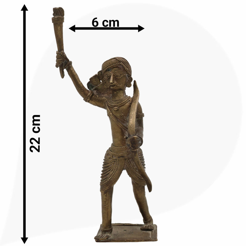 Brass Men Idol Bastar Dhokra Tribal Art, Handcrafted Peetal Pittal Murti, Dogra Male Figurine for Home Decor & Collectors,Black, 9 Inch, 1 Piece