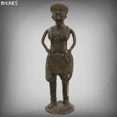 Brass Musical Man Idol, Dogra Art Sangeetwala Peetal Dhokra Sculpture for Home Decor & Collectors,Black, 7 Inch, 1 Piece