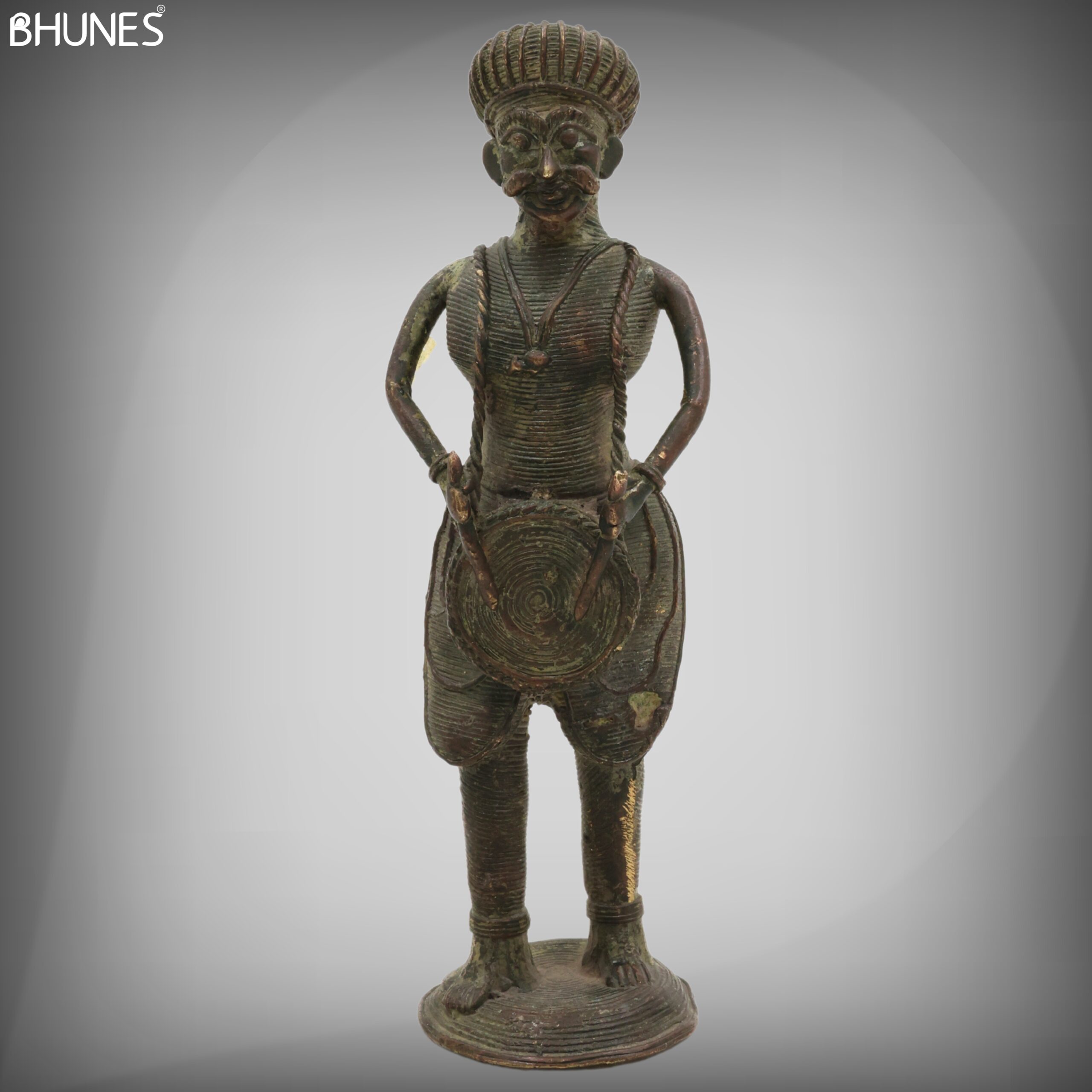 Brass Musical Man Idol, Dogra Art Sangeetwala Peetal Dhokra Sculpture for Home Decor & Collectors,Black, 7 Inch, 1 Piece