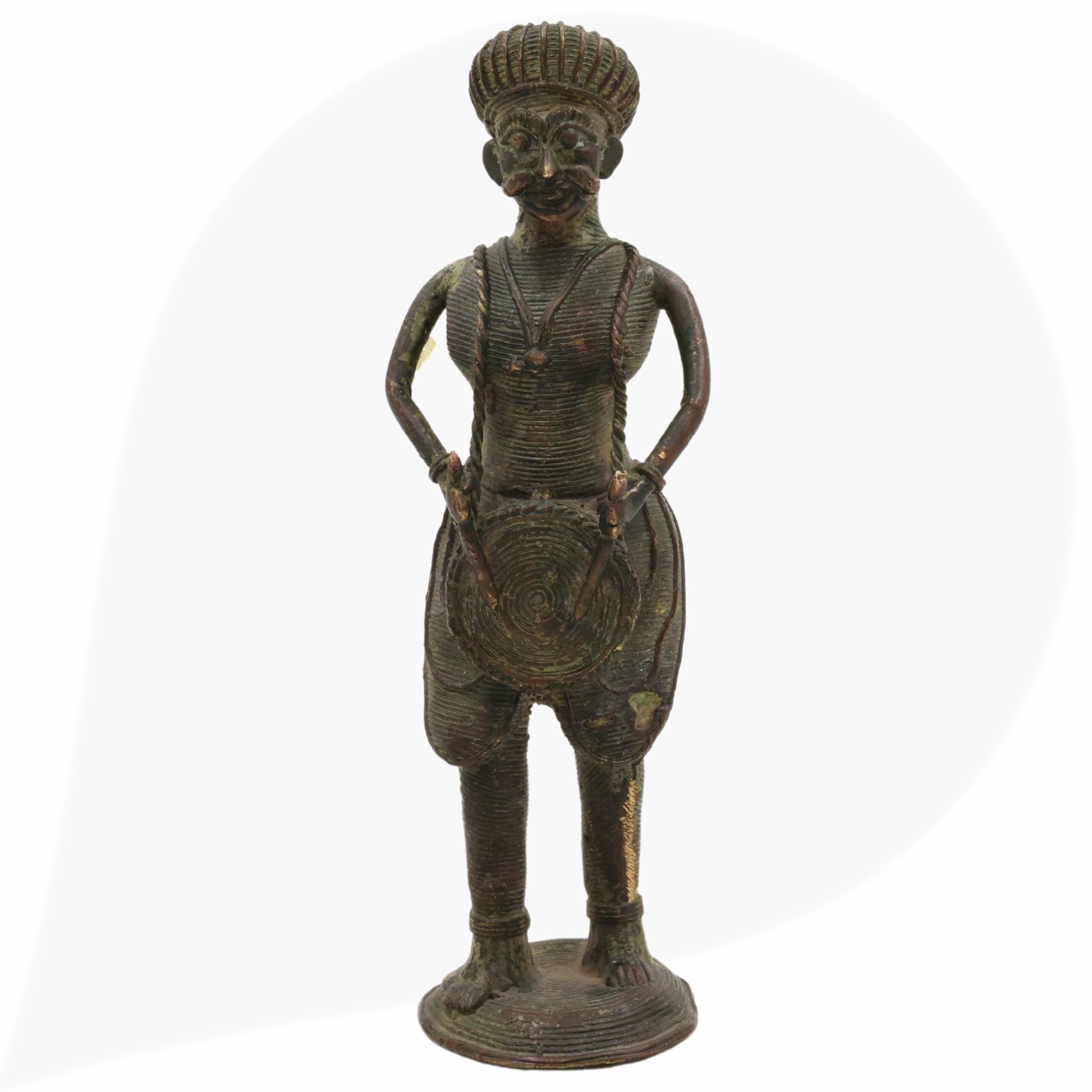 Brass Musical Man Idol, Dogra Art Sangeetwala Peetal Dhokra Sculpture for Home Decor & Collectors,Black, 7 Inch, 1 Piece