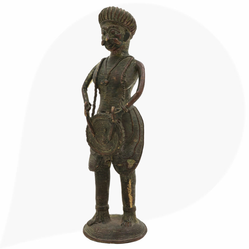 Brass Musical Man Idol, Dogra Art Sangeetwala Peetal Dhokra Sculpture for Home Decor & Collectors,Black, 7 Inch, 1 Piece